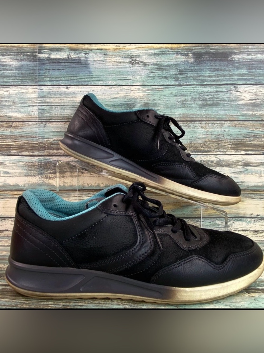Ecco Genna Sneakers Athletic Shoes Womens 9/9.5M Black Leather Walking Casual